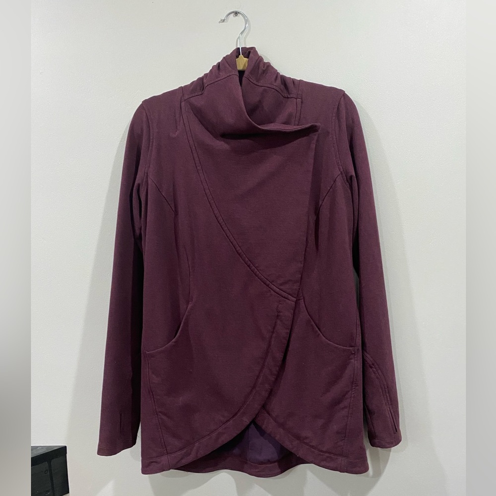 LULULEMON Thats a Wrap Sweater Jacket Maroon Heathered Bordeaux Sz 8